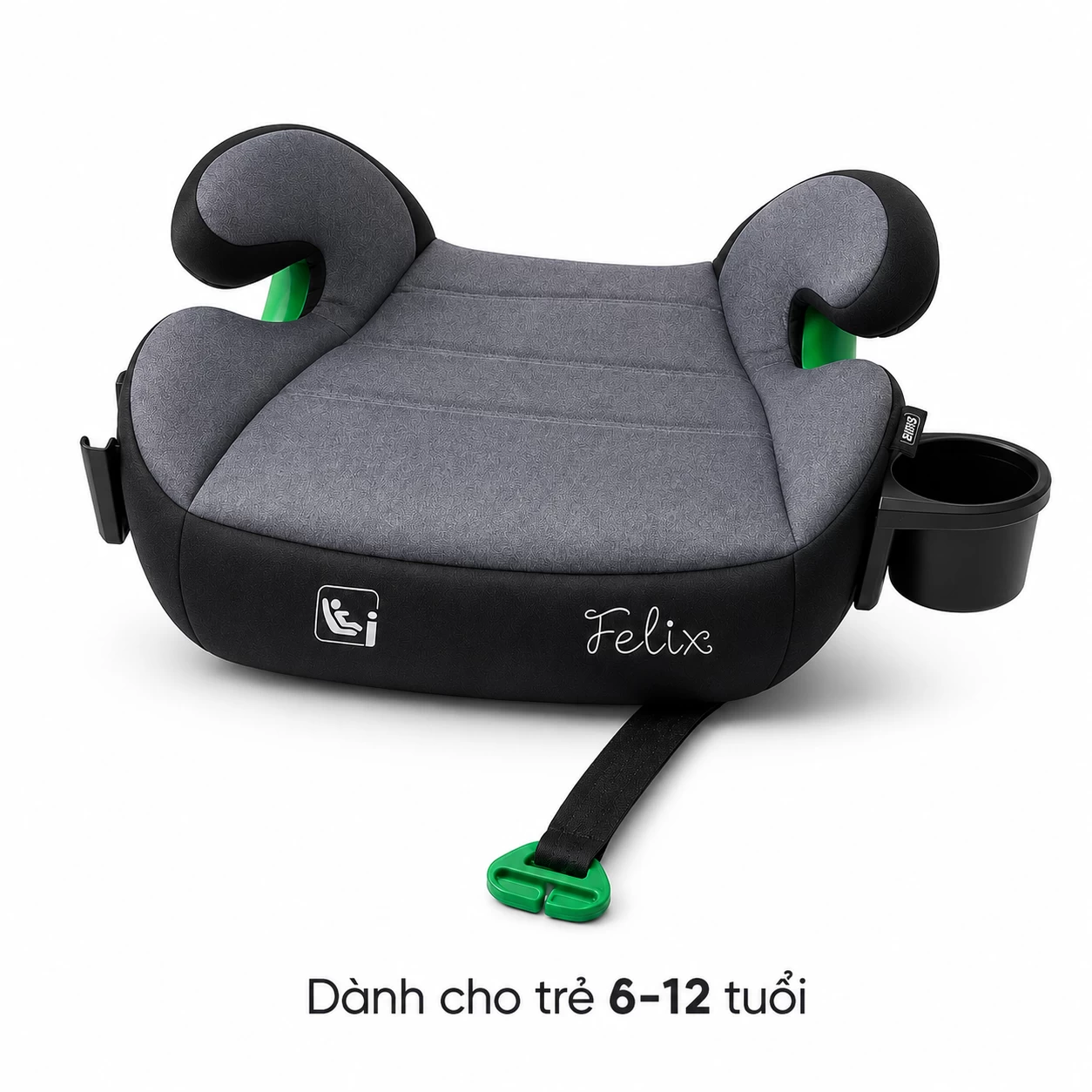Ghế nâng an toàn trên ô tô cho trẻ em EUS Felix màu xám – I-SIZE